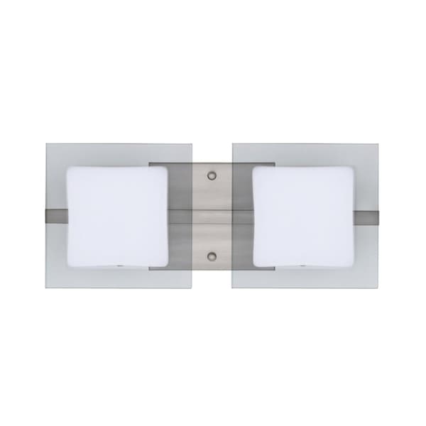 Besa Lighting Alex Vanity, Opal/Clear, Satin Nickel Finish, 2x50W Halogen 2WS-773539-SN - main